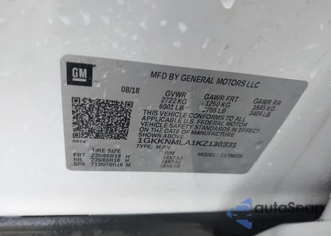 2019 GMC Acadia Slt-1 from USA, damaged, VIN 1GKKNMLA1KZ130331